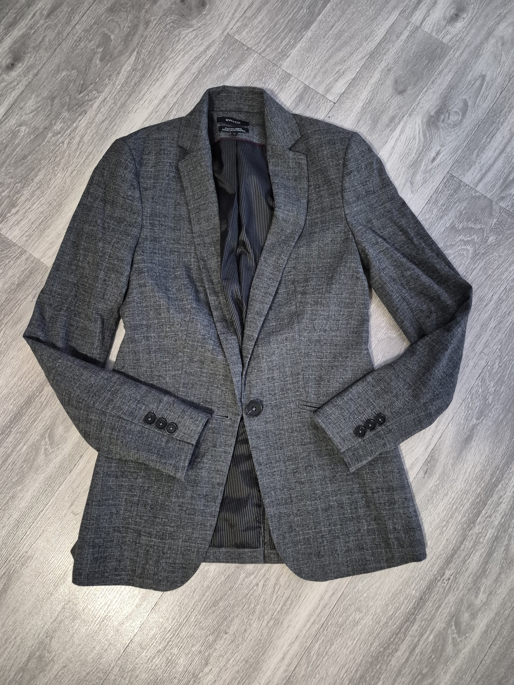 Women's Charcoal Gray Single-Button Blazer